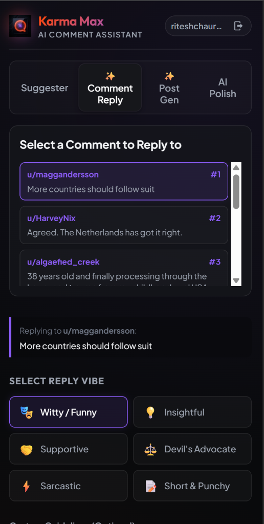 Comment Reply Feature Screenshot