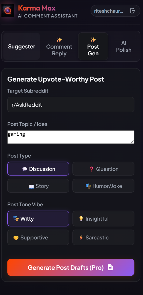 Subreddit Post Creator Feature Screenshot